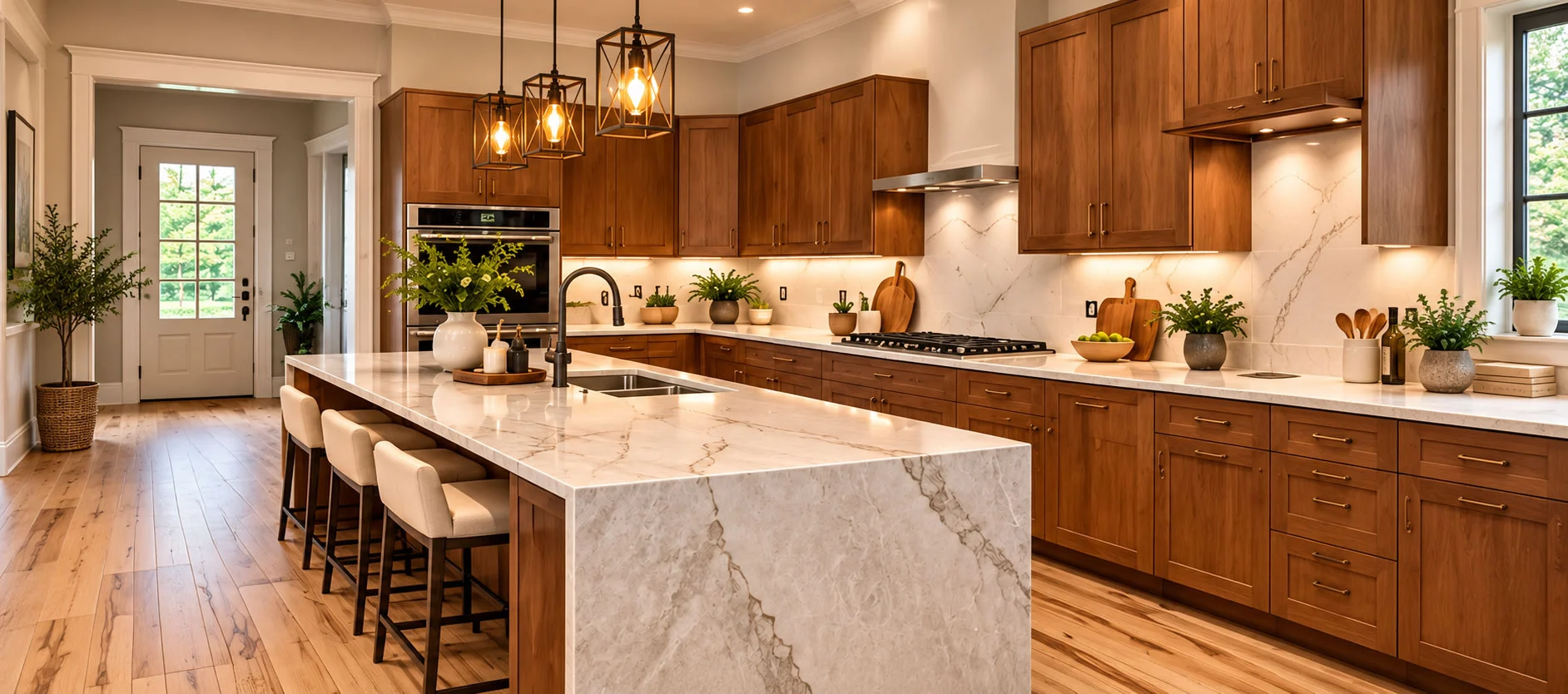 Custom Stone Countertops in Charlotte Luxury kitchen with custom natural stone countertops in Charlotte, NC