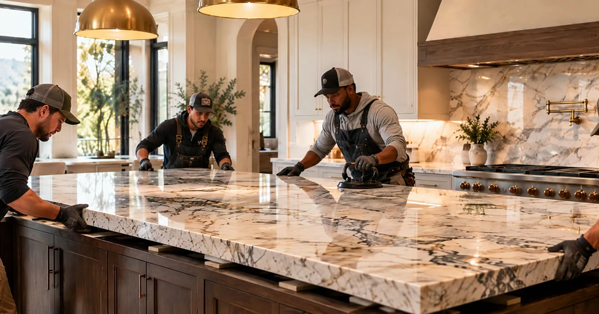 Stone countertop replacement and installation in a residential kitchen