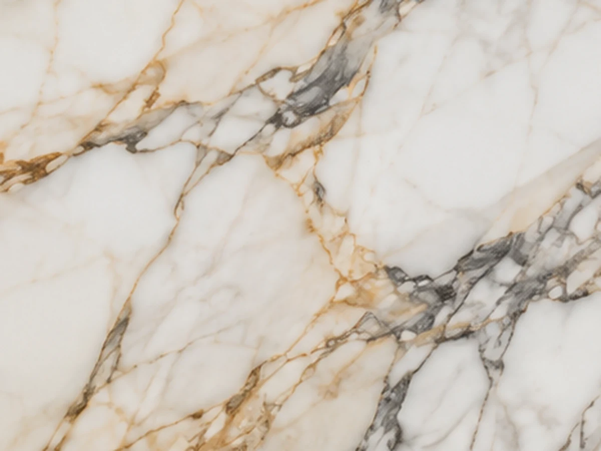 White marble with gold and gray natural veining