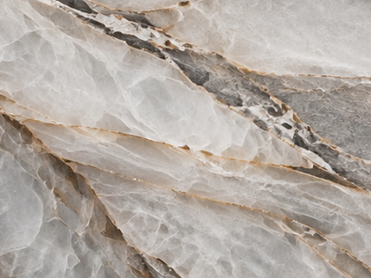 Quartzite with flowing gray and taupe veining